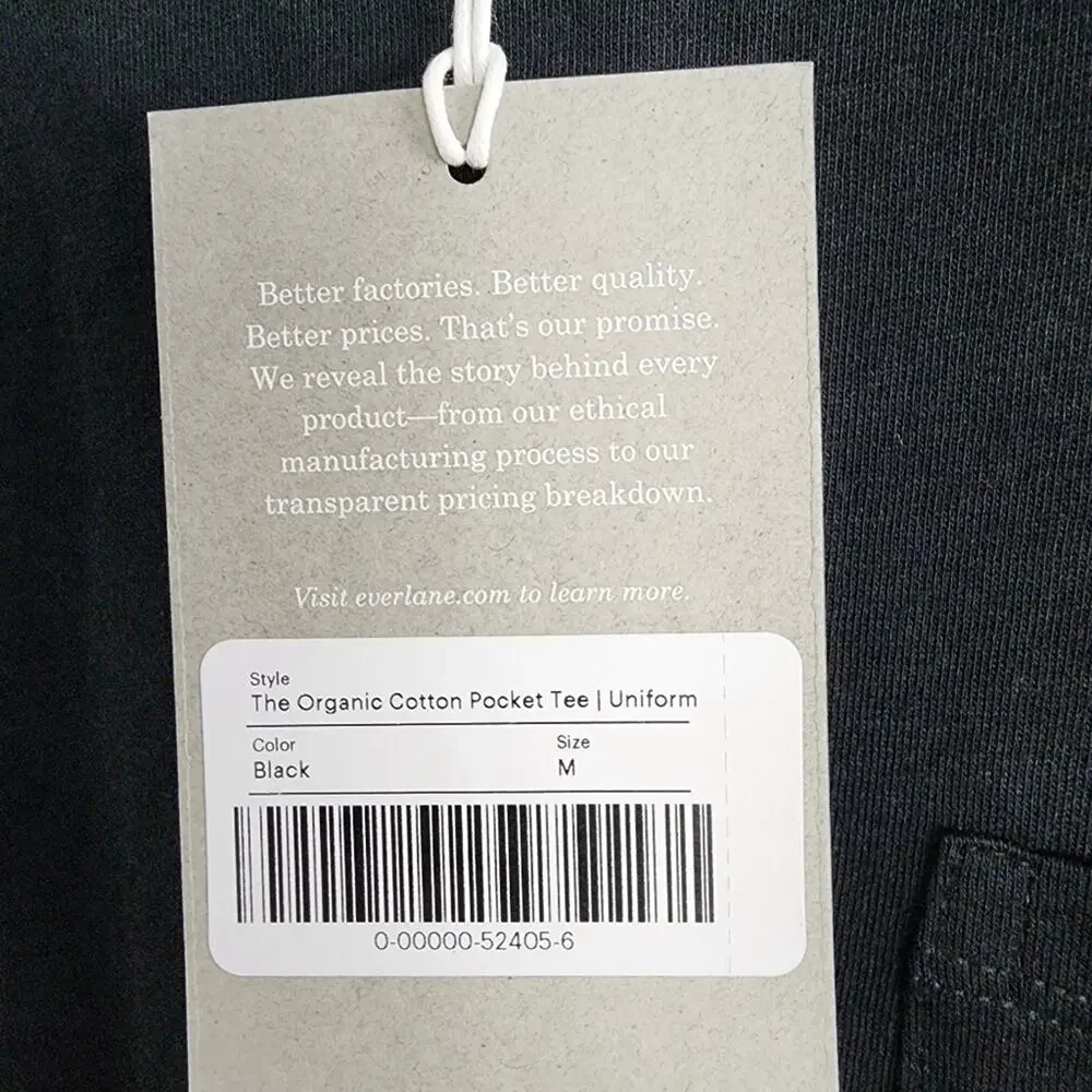 Everlane Uniform Organic Cotton Pocket Tee Black Short Sleeve Men's T-Shirt M - Picture 4 of 8